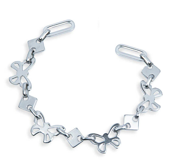 Tira de pulsera Las mariposas color plata para combinar con diferentes chapas 1 Tira de pulsera Las mariposas color plata para combinar con diferentes chapas